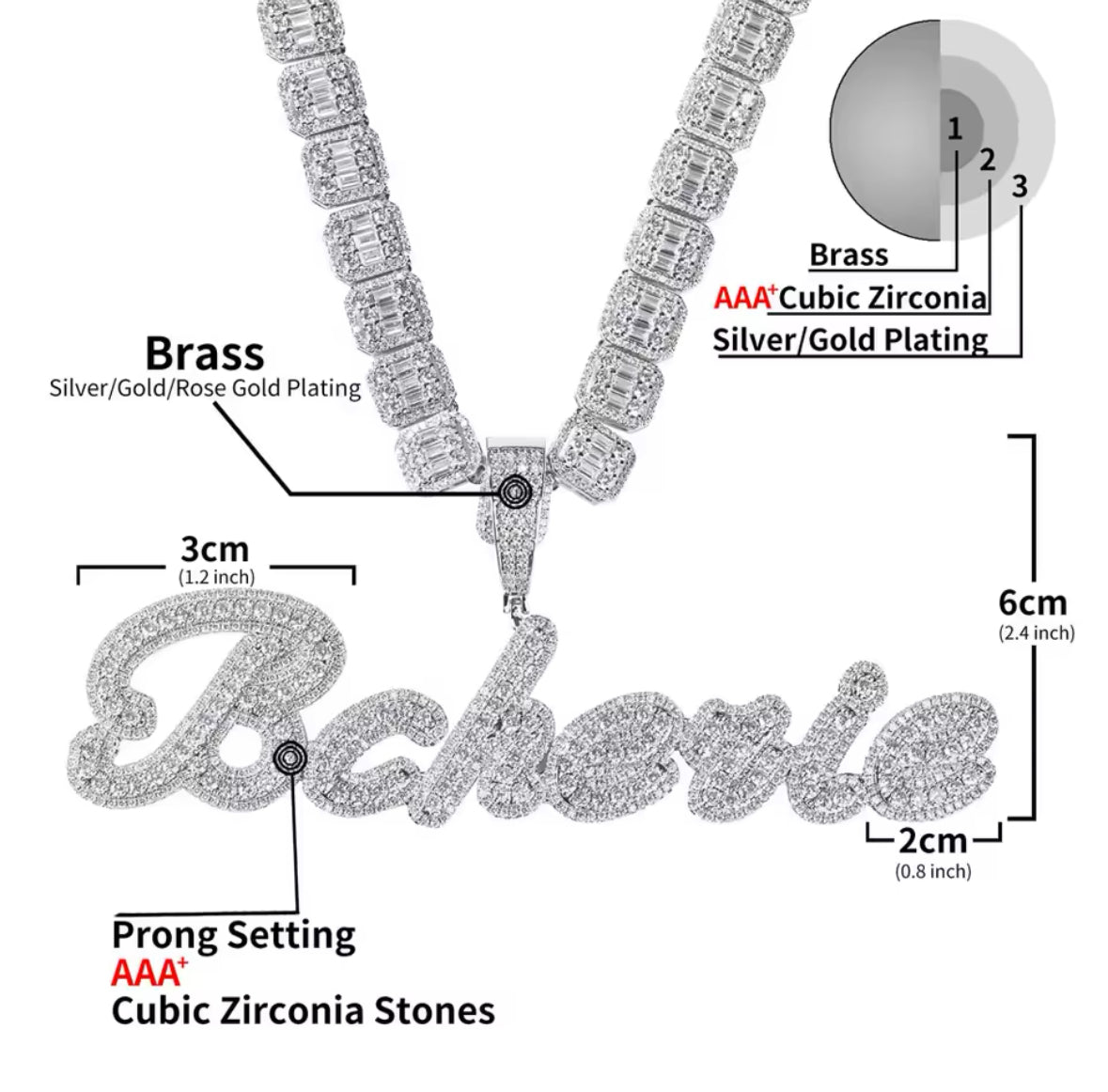 Custom Pendant Baguette Chain