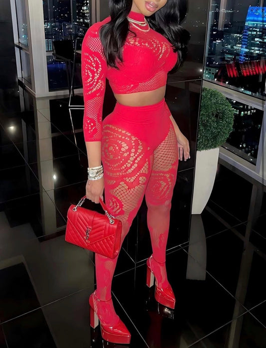 Wild Rose Fishnet Set