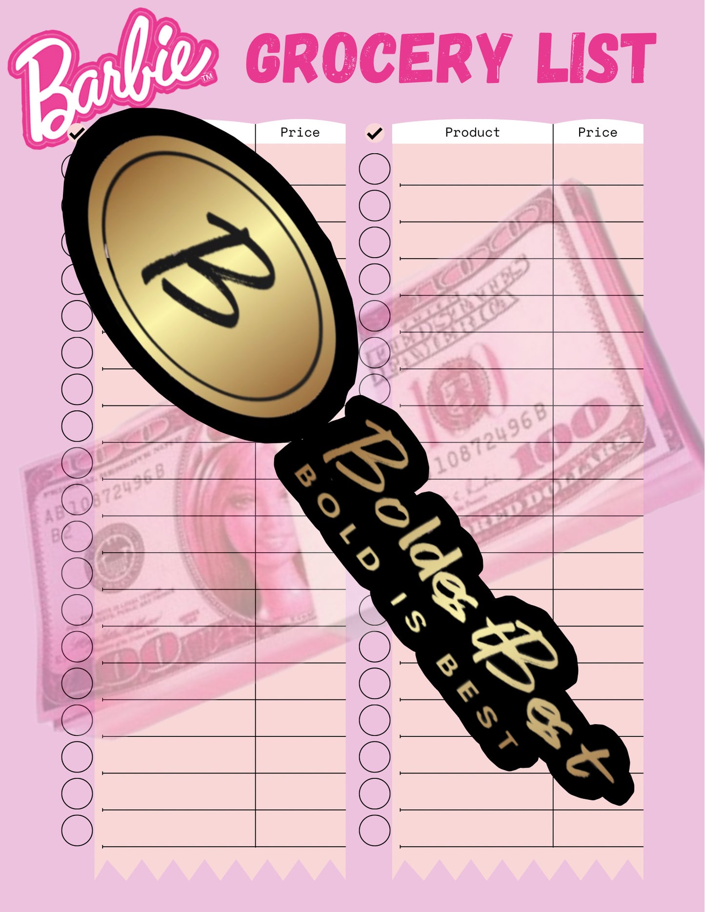 Barbie Grocery List